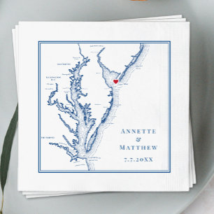 Serviette En Papier Cape May New Jersey Shore Map Mariage élégant