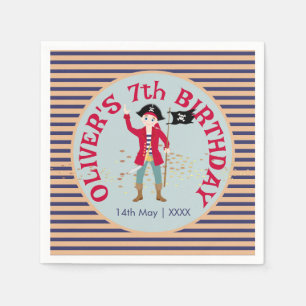 Serviette En Papier Capitaine de la fête d'anniversaire du navire pira