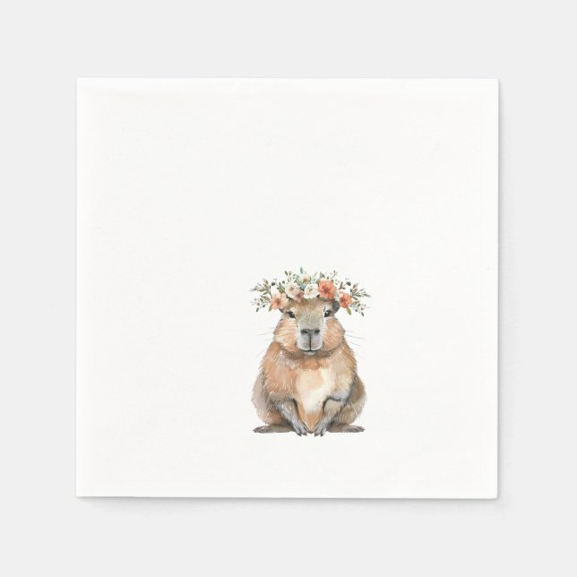 Serviette En Papier Capybara Baby Shower • Oh Baby Wildflower (Devant)