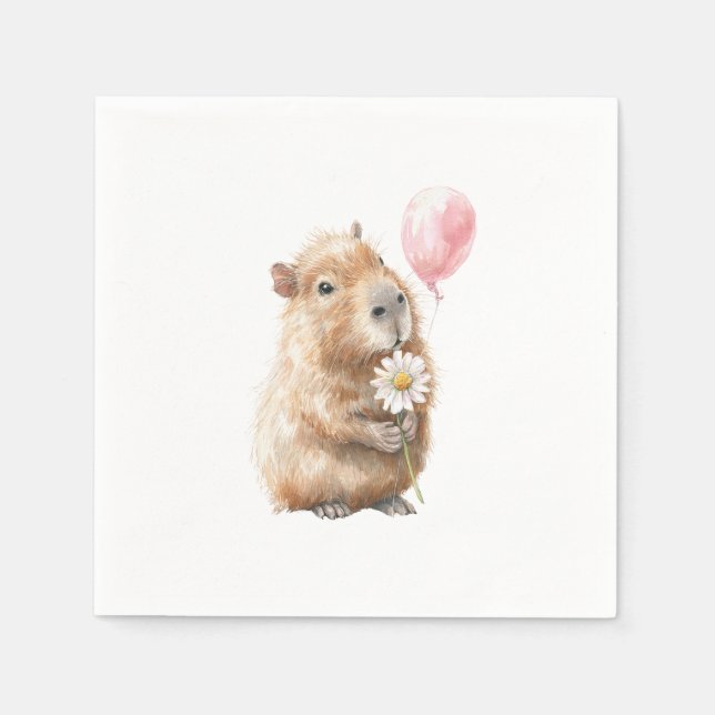 Serviette En Papier Capybara Birthday Napkin • Cute Animal Party (Devant)