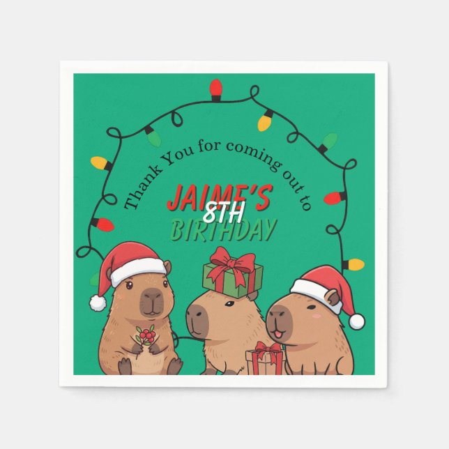 Serviette En Papier Capybara Christmas Lights Birthday Party  (Devant)