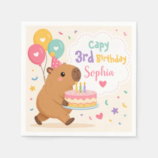Serviette En Papier Capybara Fille Mignonne Capy 3ème Anniversaire Gât