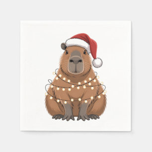 Serviette En Papier Capybara Noël Correspondant Drôle de Père Noël