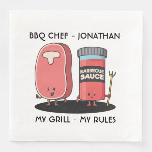 Serviette En Papier Caractères caricaturaux Steak & Sauce Cuisine barb