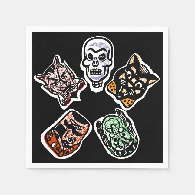 Serviette En Papier Caractères Halloween classiques | Sombre (Devant)