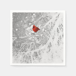 Serviette En Papier Cardinal en hiver