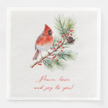 Serviette en papier Cardinal Rouge Noël