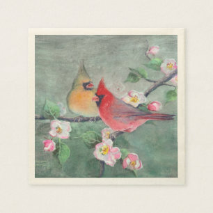 Serviette En Papier CARDINAUX et FLEURS d'APPLE par SHARON SHARPE