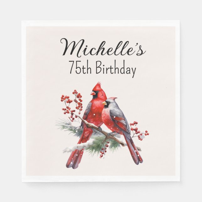 Serviette En Papier Cardinaux rouges 75e anniversaire (Devant)
