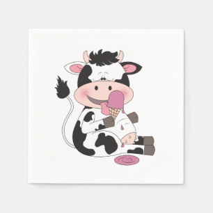 Serviette En Papier Caricature Bébé Vache Avec Sa Tête Préférée