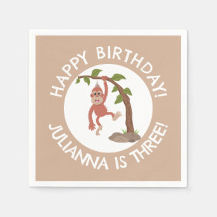 Serviette En Papier Caricature d'anniversaire de bébé orangoutan perso
