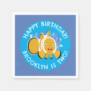 Serviette En Papier Caricature d'anniversaire personnalisée de poisson