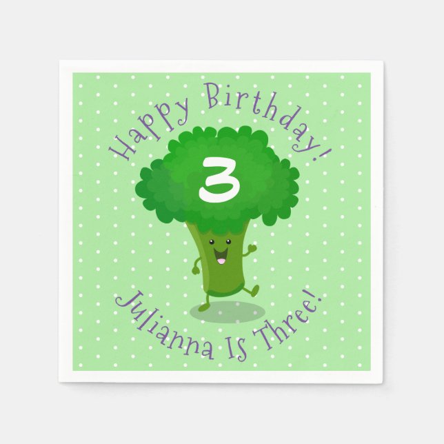 Serviette En Papier Caricature de brocoli dansant Cute kawaii (Devant)