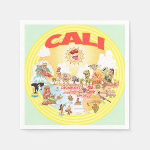 Serviette En Papier Caricature de Californie du Sud