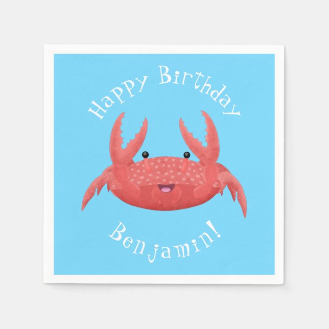 Serviette En Papier Caricature de crabe rouge cuite (Devant)