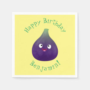 Serviette En Papier Caricature de fruits mauve joyeux