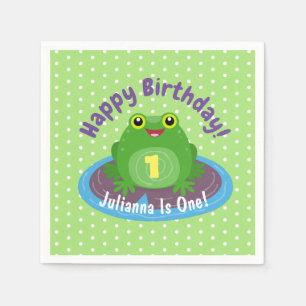 Serviette En Papier Caricature de grenouille verte mignonne