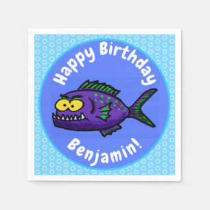 Serviette En Papier Caricature de poisson de Piranha