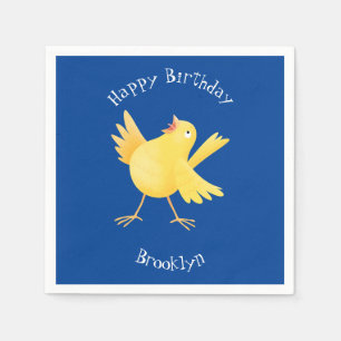 Serviette En Papier Caricature d'oiseau canari jaune chantant mignon