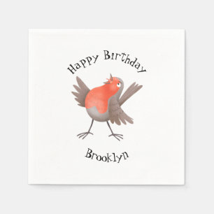 Serviette En Papier Caricature d'oiseau rouge chantant mignon