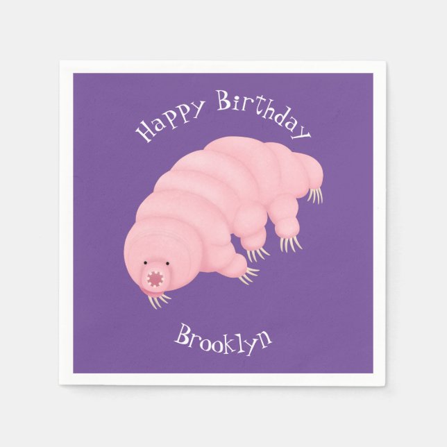 Serviette En Papier Caricature d'ours d'eau tardigrade rose mignon (Devant)