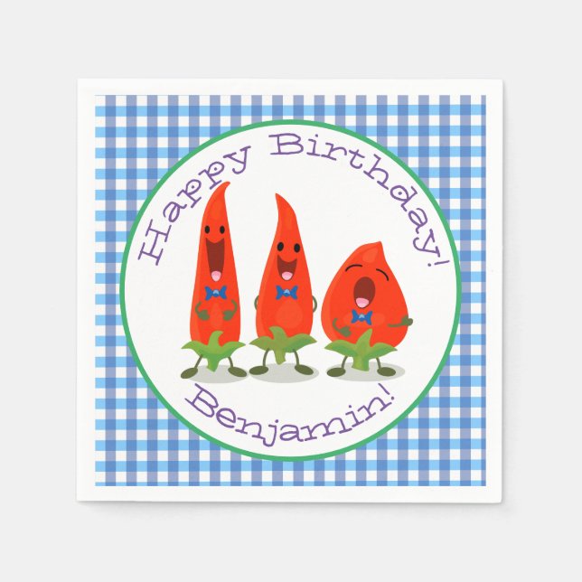 Serviette En Papier Caricature du trio piment chaud mignon (Devant)