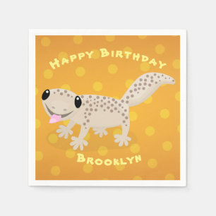 Serviette En Papier Caricature en gecko tan mignon illustration napkin
