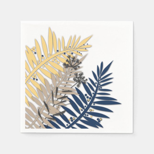 Serviette En Papier Caricature feuille tropicale abstraite dans les to (Devant)