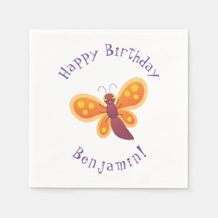 Serviette En Papier Caricature joli papillon orange