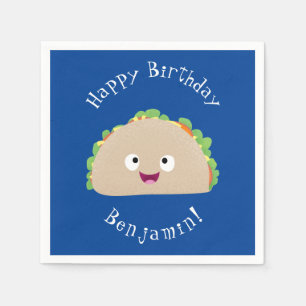 Serviette En Papier Caricature joli sourire taco dessin animé