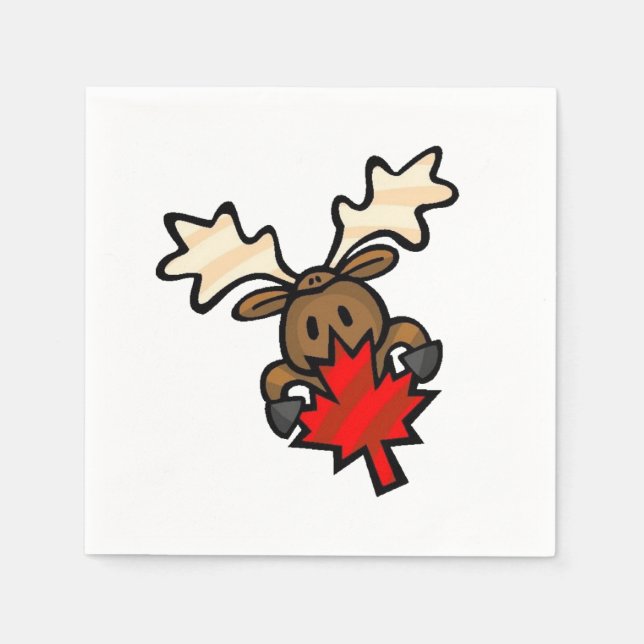 Serviette En Papier Caricature mignonne de l'orignal canadien (Devant)