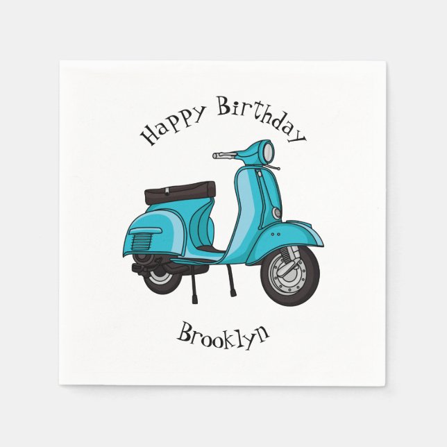 Serviette En Papier Caricature moto mopée mûre illustration (Devant)