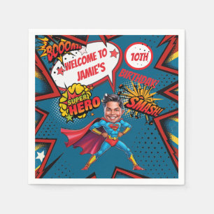 Serviette En Papier Caricature Superhero Action Packed Boys Anniversai