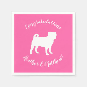 Serviette En Papier Carlin rose Silhouette Baby shower chiot
