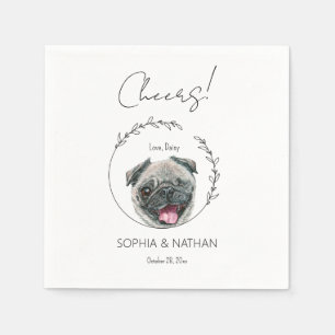 Serviette En Papier Carlin simple Chien Mariage Cocktail Napkins