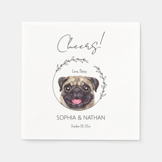 Serviette En Papier Carlin simple Chien Mariage Cocktail Napkins (Devant)