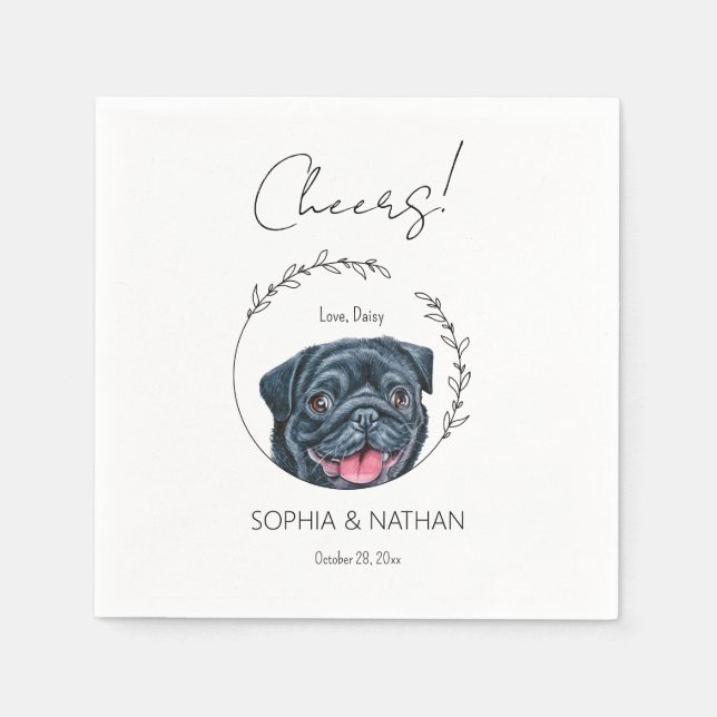 Serviette En Papier Carlin simple Chien Mariage Cocktail Napkins (Devant)