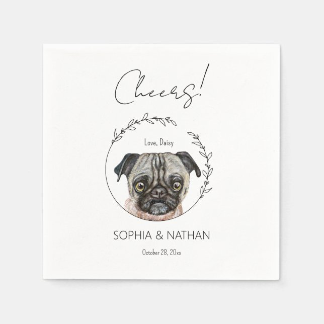 Serviette En Papier Carlin simple Chien Mariage Cocktail Napkins (Devant)