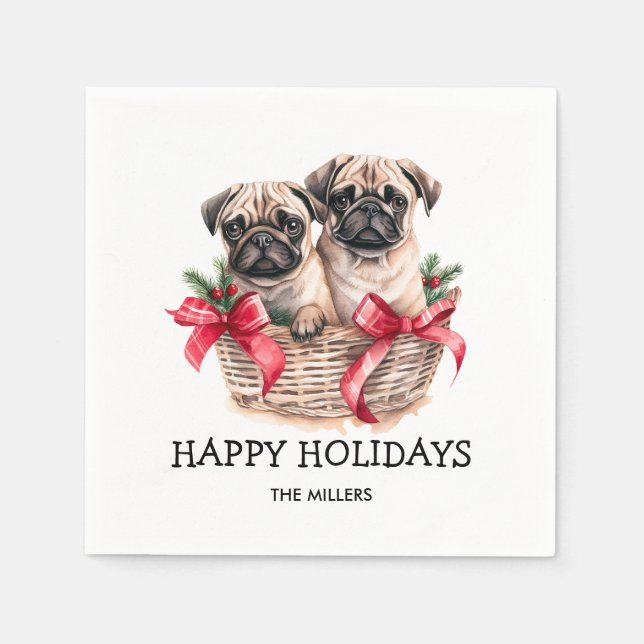 SERVIETTE EN PAPIER CARLINS ET KISSES CHRISTMAS THÈME CHIEN PERSONNALI (Devant)