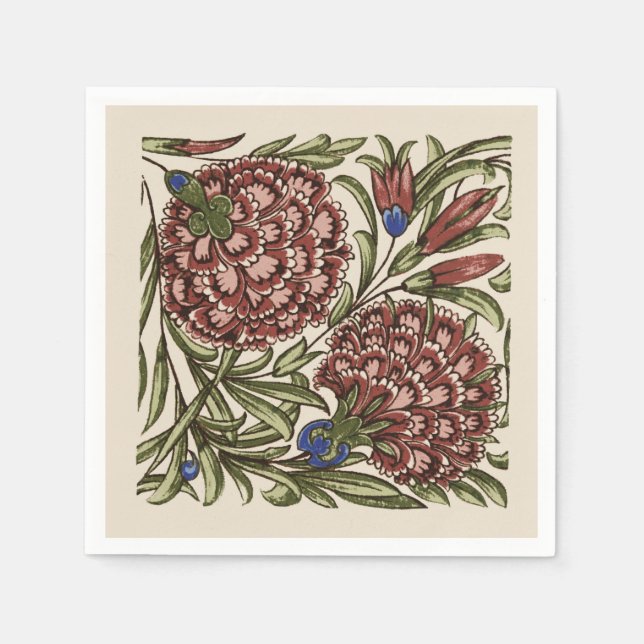 Serviette En Papier Carnation Carrelage Fleur Antique Art Rustique (Devant)