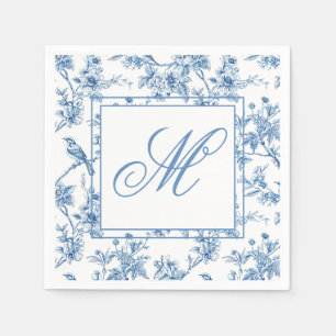 Serviette En Papier Carnet Monogramme de la Chinoiserie Bleu et Blanc