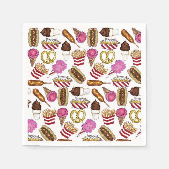 Serviette En Papier Carnival Circus State Fair Foods Anniversaire Fête (Devant)