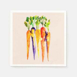 Serviette En Papier Carottes mignonnes aquarelle art