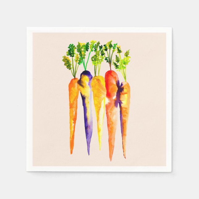 Serviette En Papier Carottes mignonnes aquarelle art (Devant)