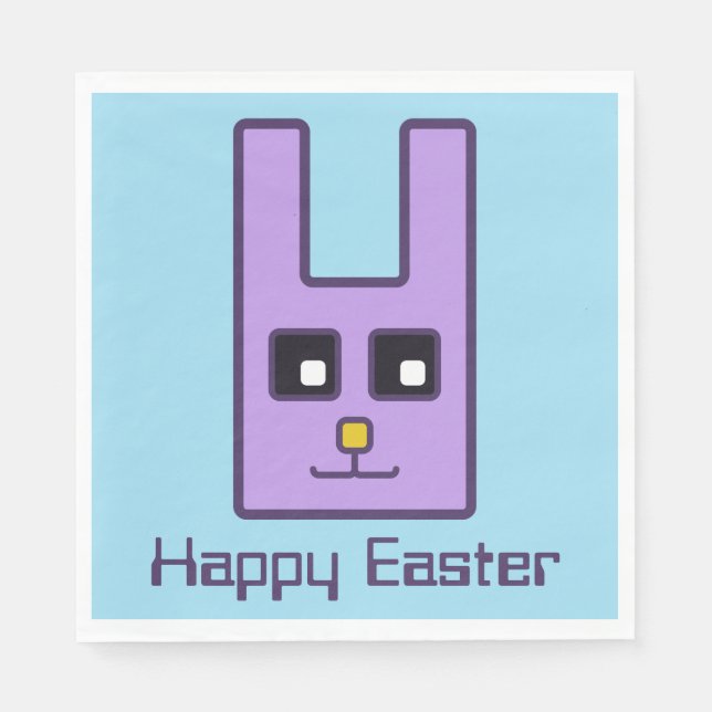 Serviette En Papier Carré Lapin de Pâques (Devant)