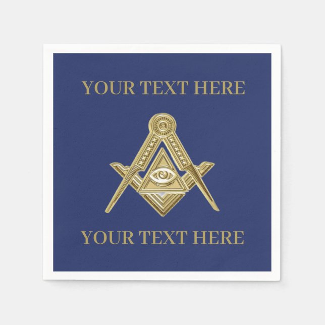 Serviette En Papier Carré maçonnique Freemason et Bleu de boussole (Devant)