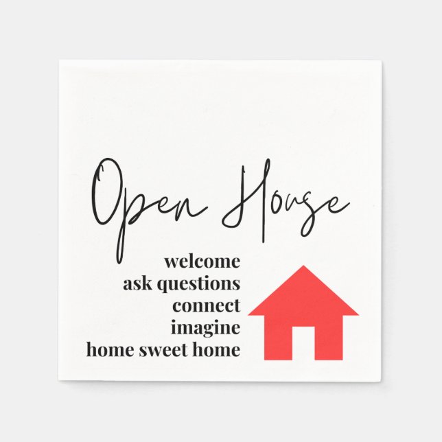 Serviette En Papier Carré Napkins - Open House "Welcome" (Devant)