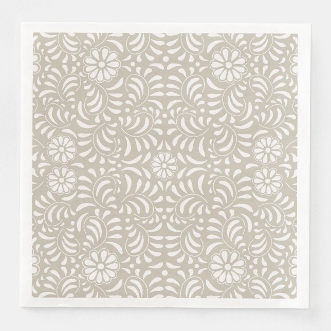 Serviette En Papier Carreau de Talavera beige de style espagnol fiesta (Devant)