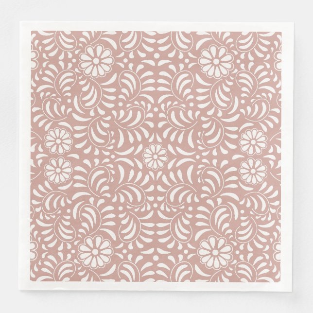 Serviette En Papier Carreau de Talavera Rose Style Espagnol Fiesta (Devant)