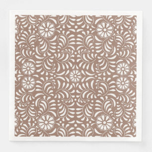 Serviette En Papier Carreau Talavera Brun Moka Style Espagnol Fiesta